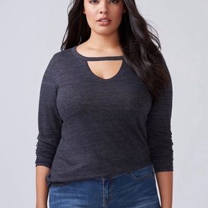 Lane Bryant choker V-Neck long sleeve tee.
